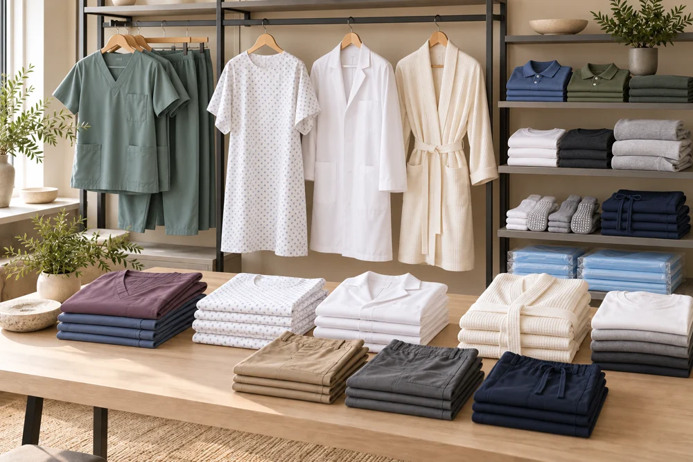 Scrubs, patient gowns, lab coats and robes